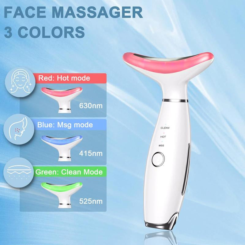 3 Color LED Facial Massager, Neck Massager, Beauty Neck Skin Care Face Massage Instrument for Christmas Gift, Beauty & Personal Care Face Sculpting Tool, High Frequency Wand, Massaging Machine, Winter Gift, Stocking Fillers, New Year Gifts